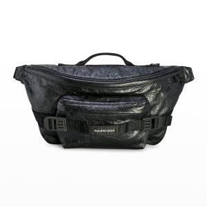 Men's Army Leather Belt Bag- sku217500052
