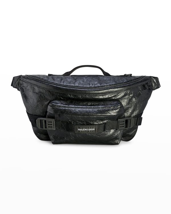 Men's Army Leather Belt Bag- sku217500052