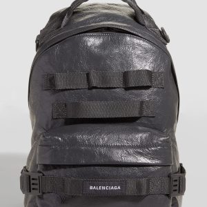 Men's Army Webbed Multi-Strap Leather Backpack- sku217490411