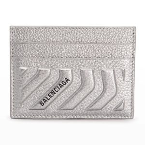 Men's Embossed Leather Logo Card Holder- sku217521706