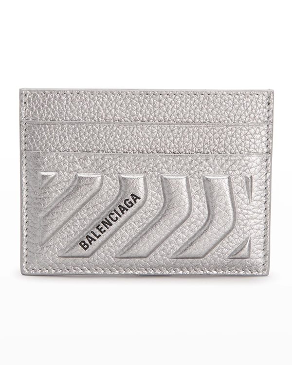 Men's Embossed Leather Logo Card Holder- sku217521706