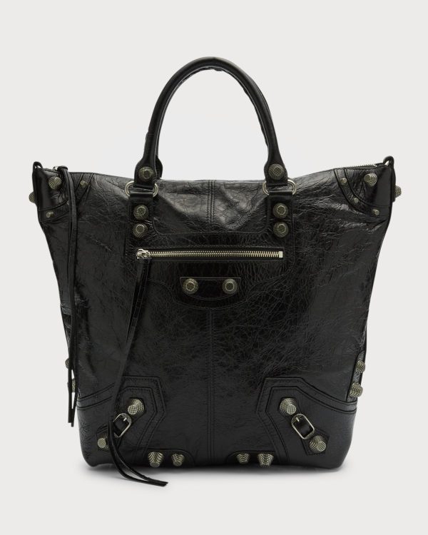 Men's Le Cagole Medium Leather Tote Bag- sku217563426