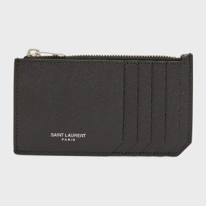 Men's Grain de Poudre Leather Zip Card Holder- sku217820888
