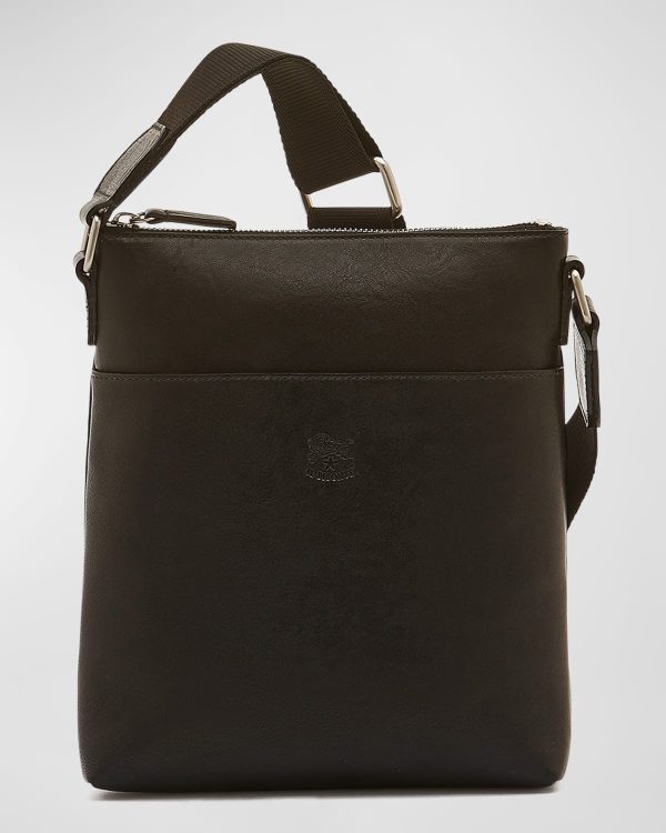 Men's Oriuolo Leather Crossbody Bag- sku217850693