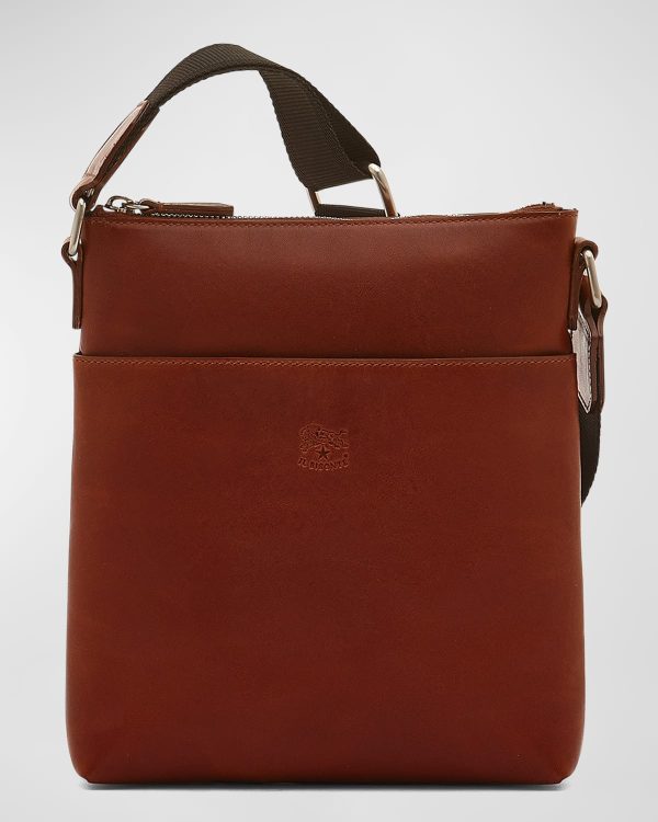 Men's Oriuolo Leather Crossbody Bag- sku217840757
