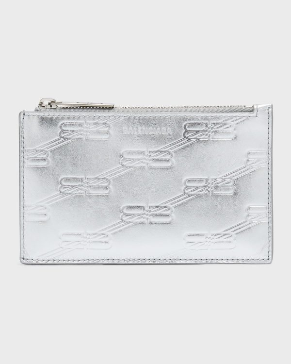 Men's Embossed Monogram Long Coin And Card Holder In Box- sku218030214