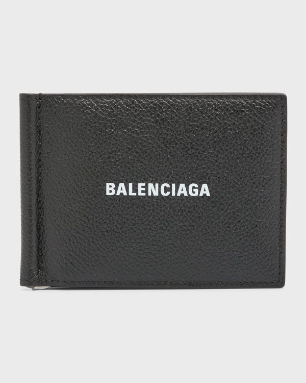 Men's Leather Logo Bifold Wallet w/ Bill Clip- sku218030521