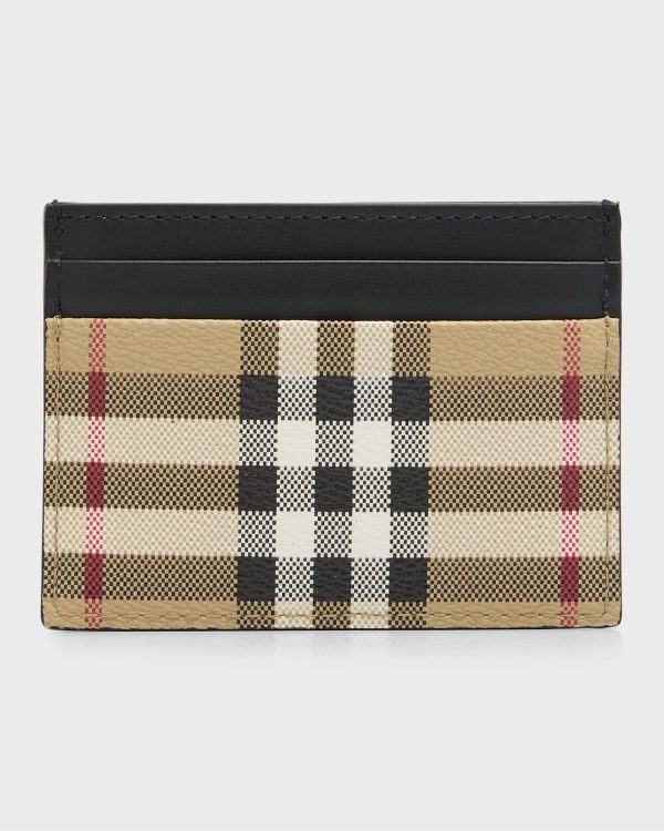 Men's Vintage Check Leather Card Holder- sku218260182