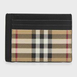 Men's Vintage Check Money Clip Card Holder- sku218260508