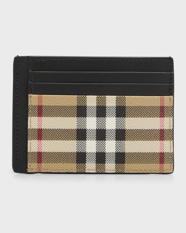 Men's Vintage Check Money Clip Card Holder- sku218260508