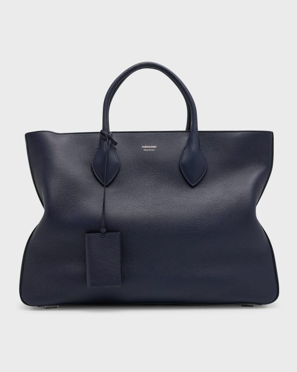 Men's Large Leather Tote Bag- sku218440407