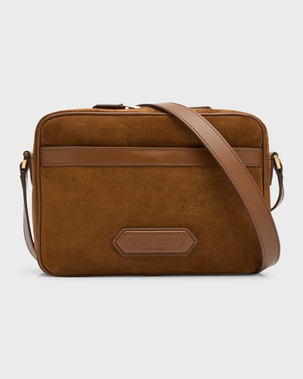 Men's Small Suede Crossbody Bag- sku219141178
