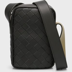 Men's Mini Intrecciato Leather Crossbody Bag- sku219292690