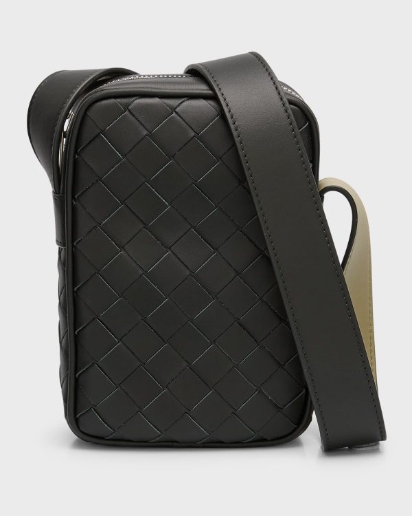 Men's Mini Intrecciato Leather Crossbody Bag- sku219292690