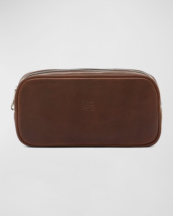 Men's Cestello Leather Toiletry Bag- sku219530192