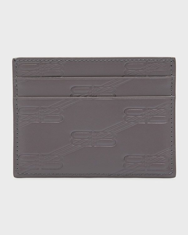 Men's Monogram Embossed Leather Card Case- sku219570475