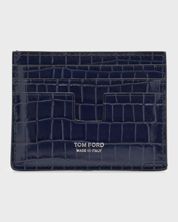 Men's Croc-Printed T Line Card Holder- sku219980890