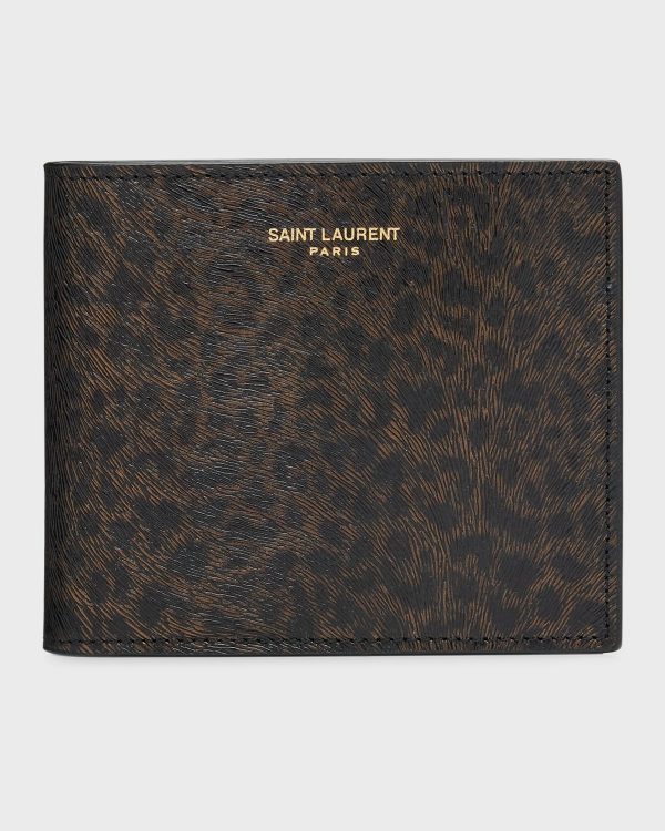 Men's Leopard-Print Leather Wallet- sku221681755