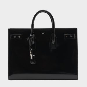 Men's Thin Large Patent Leather Tote Bag- sku220491416