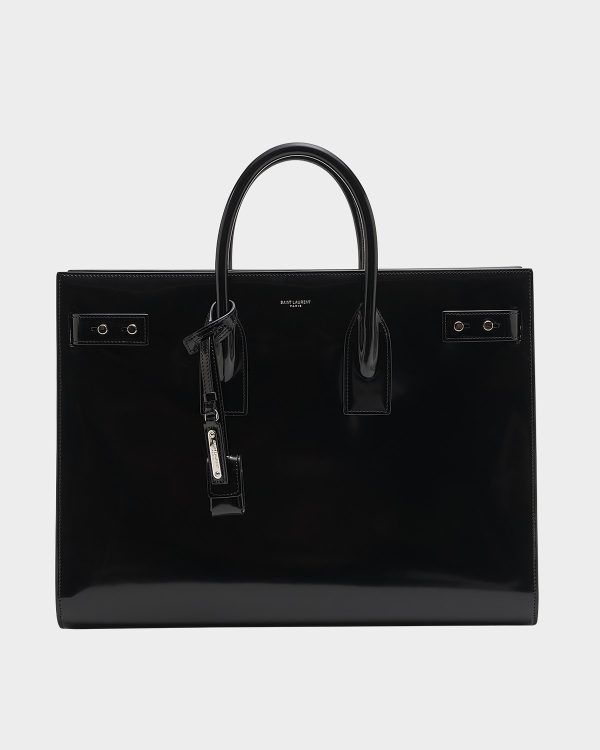 Men's Thin Large Patent Leather Tote Bag- sku220491416