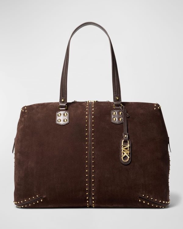 XL Studded Suede Weekender Bag- sku220151070