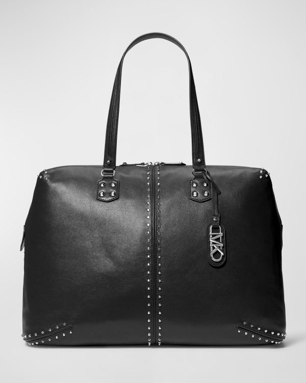 XL Weekender Studded Leather Weekender Bag- sku220151298