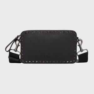 Men's Rockstud Leather Crossbody Bag- sku220272502