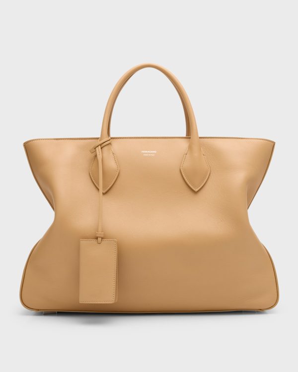 Men's Star Leather Tote Bag- sku220360572
