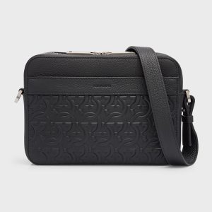 Men's Embossed Gancini Leather Crossbody Bag- sku220350592