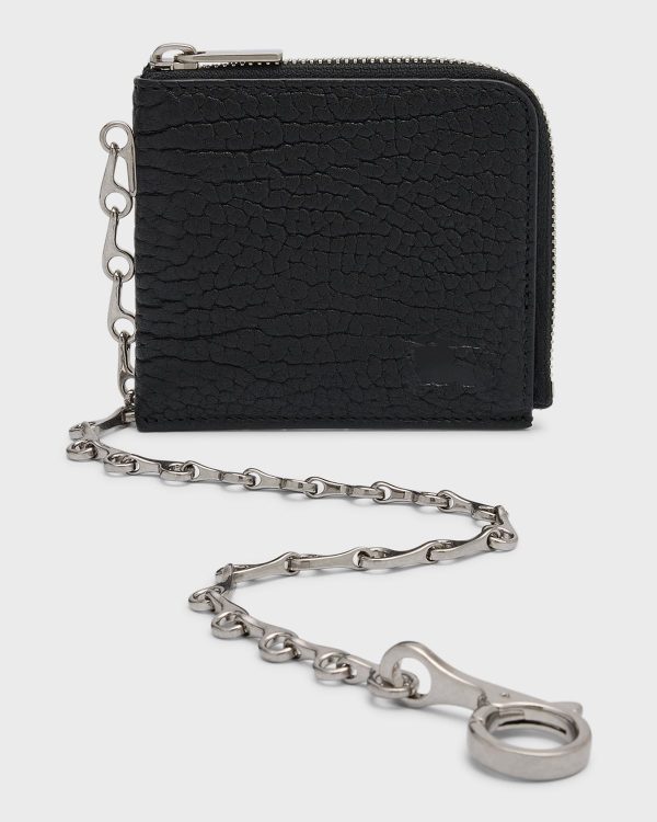Men's Leather B Chain Zip Wallet- sku220530243