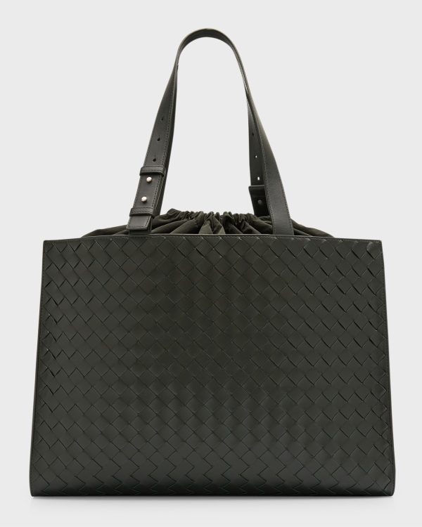 Men's Medium Cassette Paper Intrecciato Leather Tote Bag- sku221010208