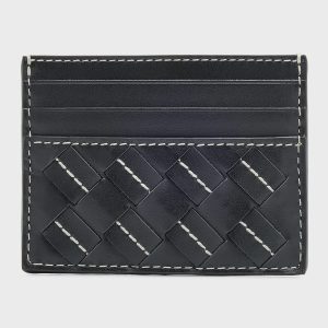 Men's Intrecciato Avenue Stitch Leather Card Case- sku221010866