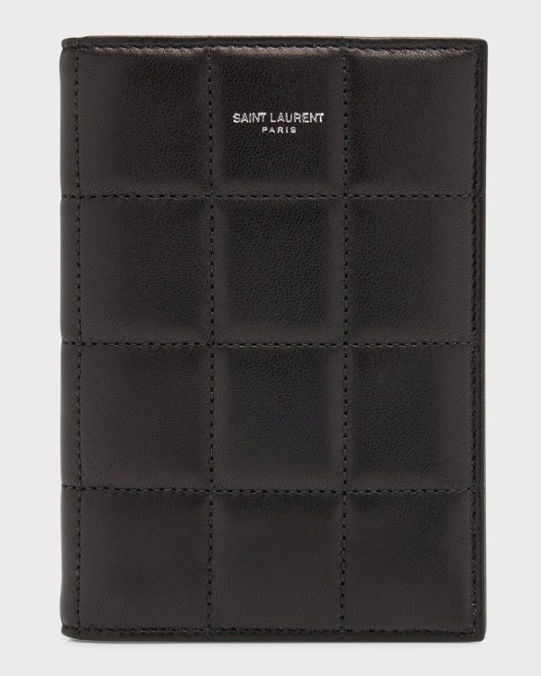 Men's Quilted Leather Bifold Wallet- sku221681713