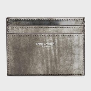 Men's Metallic Brushed Leather Card Holder- sku221670107