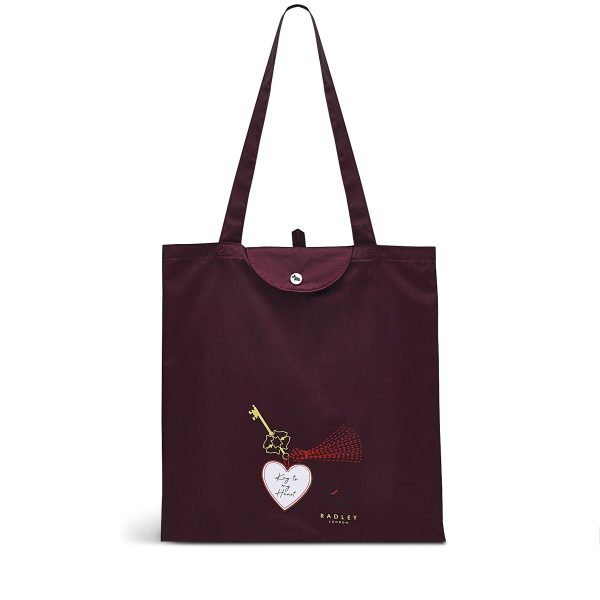 Radley London Key To My Heart Responsible Foldaway - Burgundy- F8442609