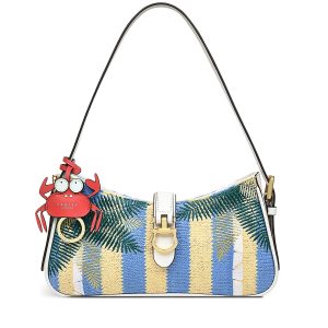 Radley London Linden Gardens - Stripe Palm Medium Zip-Top Shoulder - Natural- H7847287