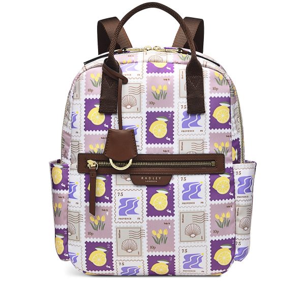 Radley London Finsbury Park - Holiday Stamps Medium Zip-Top Backpack - White- H7952109