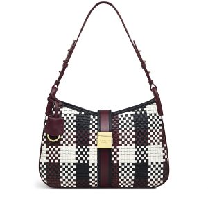 Radley London Grosvenor Remastered - Weave Medium Ziptop Shoulder - Burgundy- H8272609