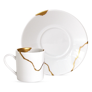 Bernardaud Kintsugi Set of 4 Coffee Cups & Saucers- 3988731