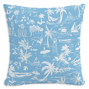 Cloth & Company The Beach Toile Outdoor Pillow in Blue, 18 x 18- 4073905