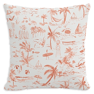 Cloth & Company The Beach Toile Outdoor Pillow in Coral, 18 x 18- 4073906