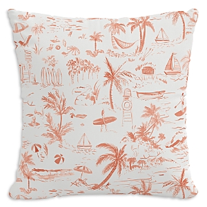 Cloth & Company The Beach Toile Outdoor Pillow in Coral, 20 x 20- 4073912