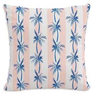 Cloth & Company The Cabana Stripe Palms Outdoor Pillow in Coral, 18 x 18- 4073917