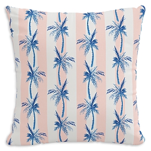 Cloth & Company The Cabana Stripe Palms Outdoor Pillow in Coral, 22 x 22- 4073892
