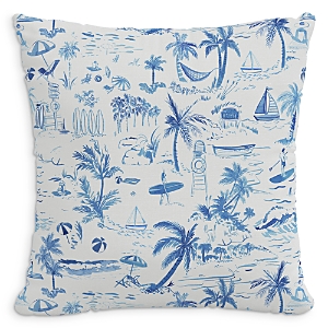 Cloth & Company The Beach Toile Linen Decorative Pillow with Feather Insert, 22 x 22- 4051972