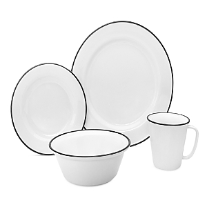 Godinger Bistro Black Band 16 Piece Porcelain Dinnerware Set- 4417572