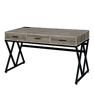 Furniture Of America Rose Gray and Sand Black Writing Desk with Usb Ports- 4424881