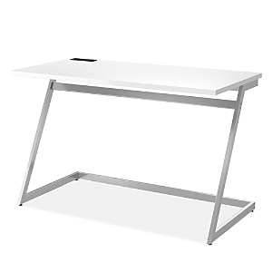 Furniture Of America Torrey White and Chrome Writing Desk with Usb Ports- 4424882