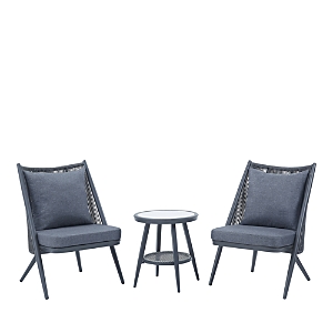 Furniture Of America Wolcott Gray 3-Piece Patio Chair & Slate Top Table Set- 4424920