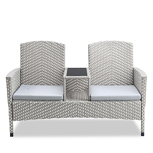 Furniture Of America Outdoor Loveseat with Built-In Glass End Table- 4942304